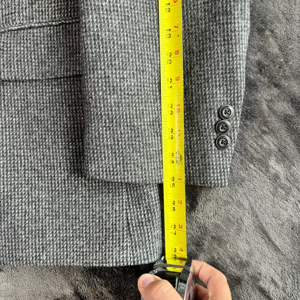 Pendleton Blazer 44R Gray Wool Houndstooth Suede Elbow Patches Heritage Academia